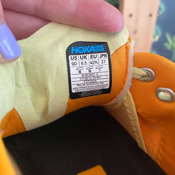 Hoka One One Bondi X Yellow Orange Athletic Running Sneakers Shoes - Picture 12 of 13